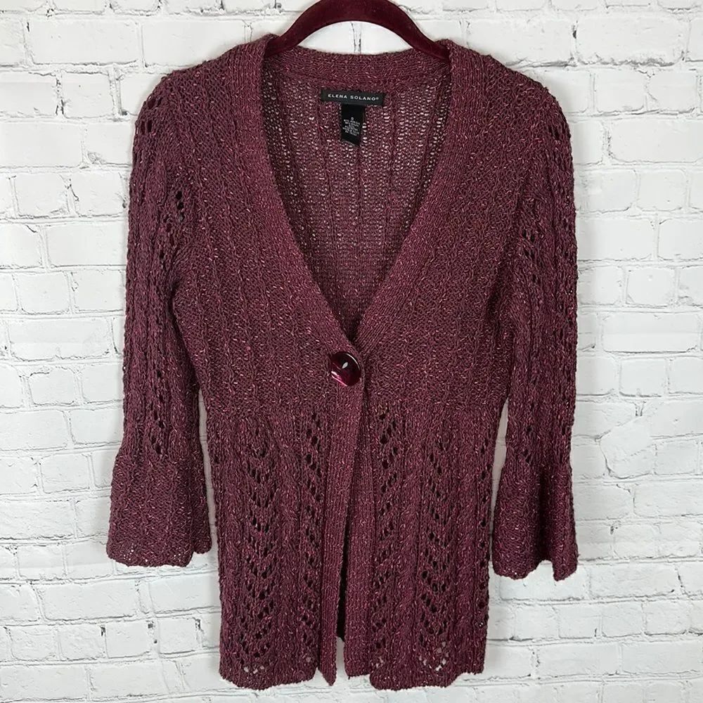 Elena Solano Knit Cardigan Size Small Bell Sleeve